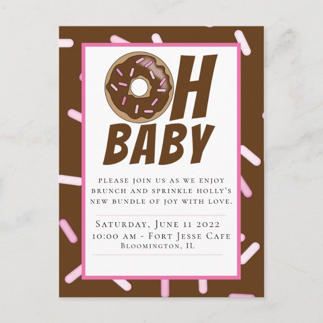 Chocolate Sprinkle Baby Shower Postcard Invitation (Front)