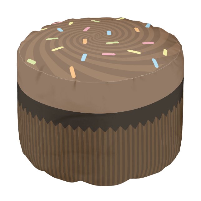 Chocolate Sprinkle Cupcake Pouf (Angled Front)