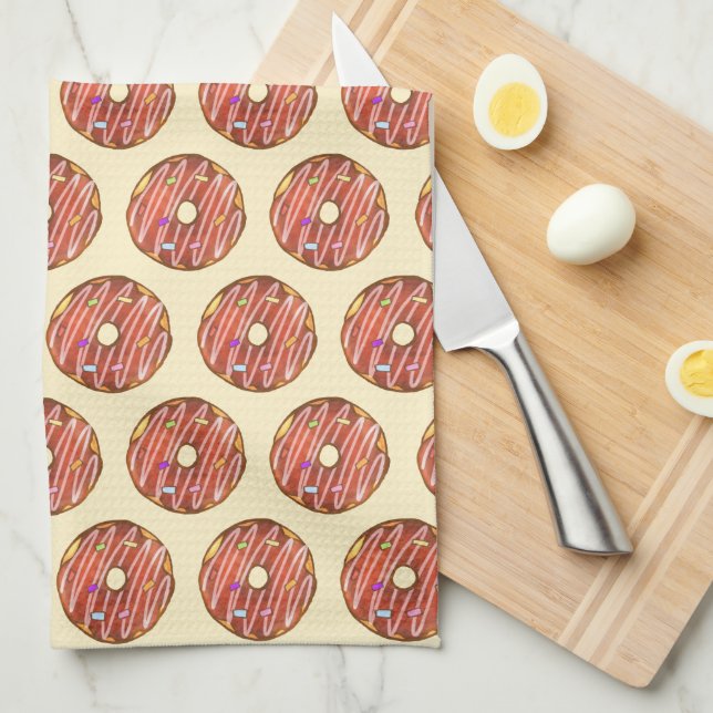 Chocolate Sprinkle donut Kitchen Towel (Quarter Fold)