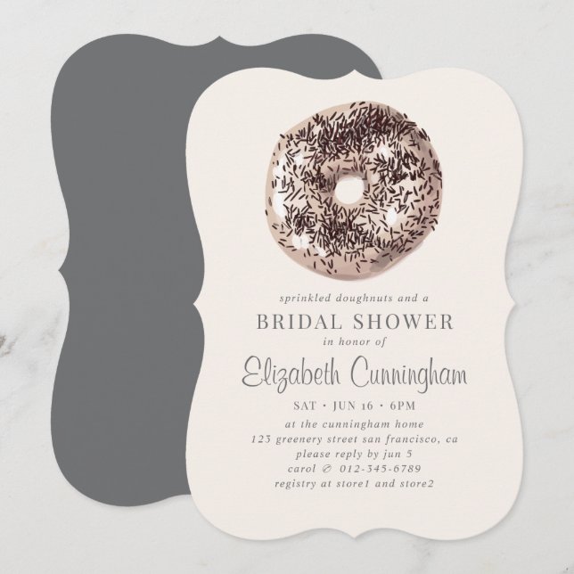 Chocolate Sprinkle Doughnuts and a Bridal Shower Invitation (Front/Back)