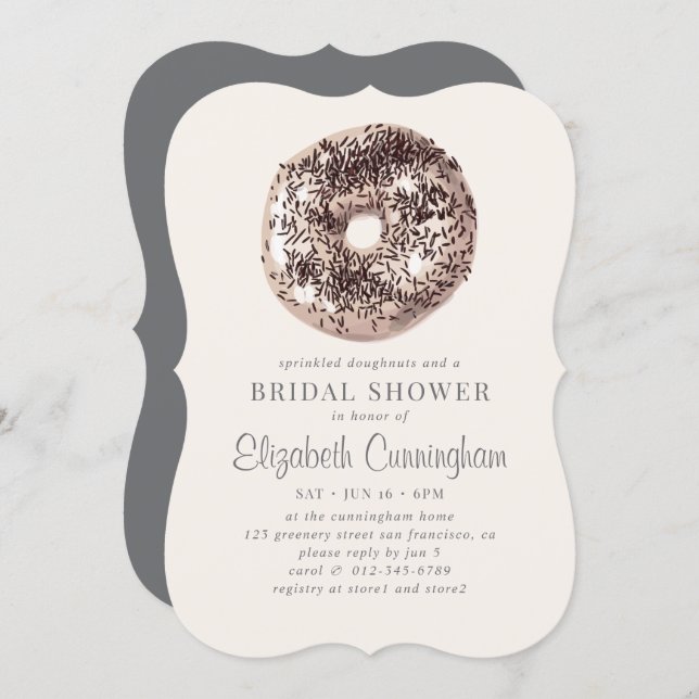 Chocolate Sprinkle Doughnuts and a Bridal Shower Invitation (Front/Back)