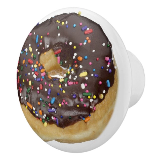 Chocolate Sprinkled  Donut with Sprinkles Ceramic Knob (Right)