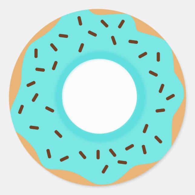 Chocolate Sprinkles Blue Donut Classic Round Sticker (Front)
