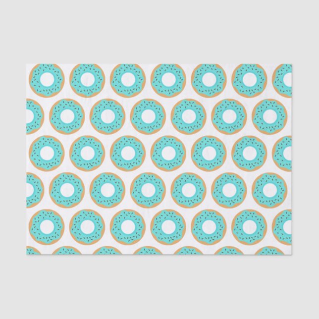 Chocolate Sprinkles Blue Donut Pattern Tissue Paper (Front)