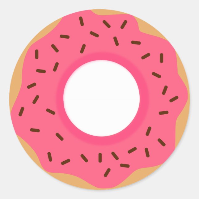 Chocolate Sprinkles Pink Donut Classic Round Sticker (Front)