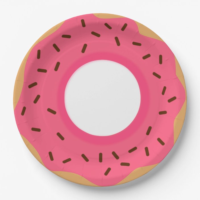 Chocolate Sprinkles Pink Donut Paper Plate