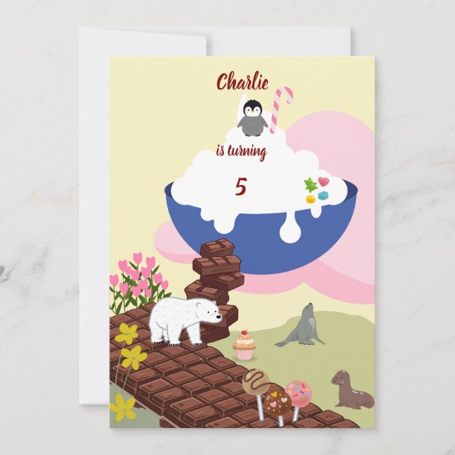 Chocolate Stairs to the Cream birthday Invitation (Front)