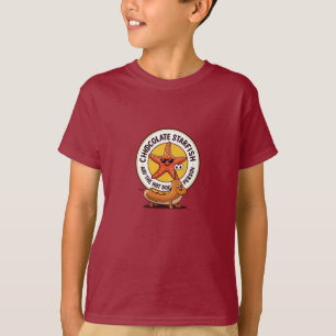 Chocolate Starfish and Hot Dog Cartoon T-Shirt