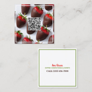 Chocolate Strawberries Custom QR Square Business Card