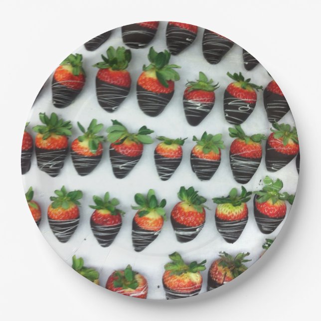 Chocolate Strawberries Paper Plates (Front)