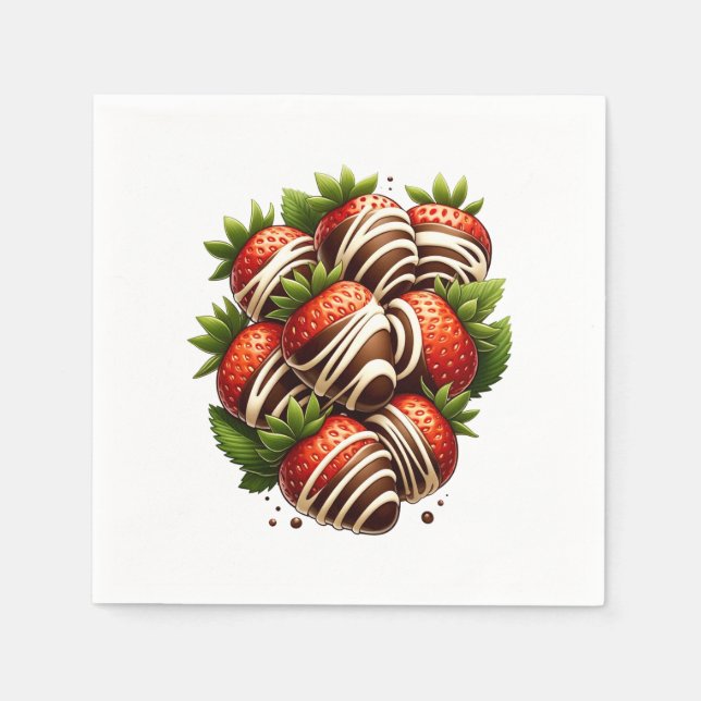 Chocolate Strawberries Strawberry Dessert Party Napkins (Front)