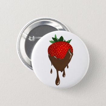 Chocolate Strawberry Button by identica at Zazzle