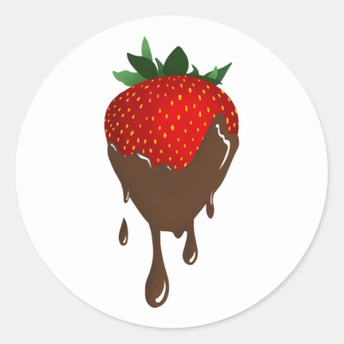 chocolate strawberry classic round sticker