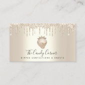 Chocolate Strawberry Confection Gold Glitter Drips Business Card (Front)