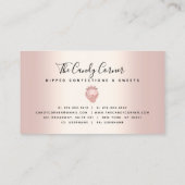 Chocolate Strawberry Confection Rose Gold Drips Business Card (Back)