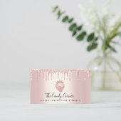Chocolate Strawberry Confection Rose Gold Drips Business Card (Standing Front)