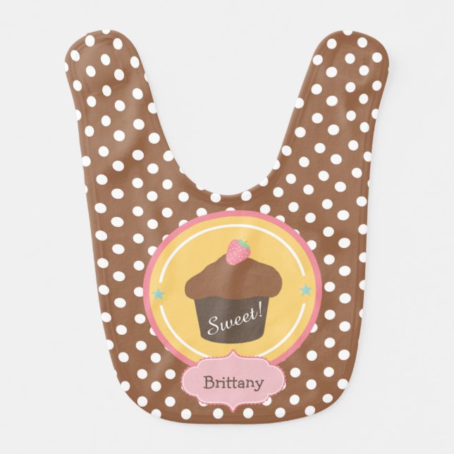 Chocolate Strawberry Cupcake Personalized Bib (Front)