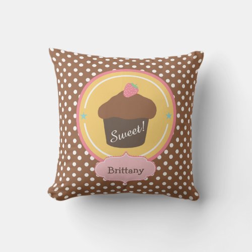 Chocolate Strawberry Cupcake Personalized Throw Pillow