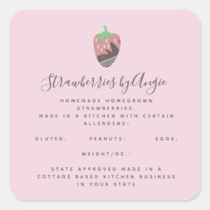 Chocolate Strawberry Drizzled Food Business Square Sticker