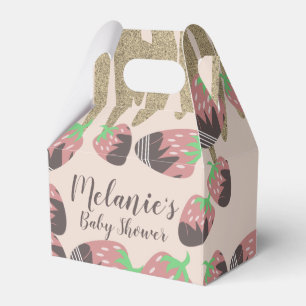 Chocolate Strawberry Faux Glitter Baby Shower Favor Boxes