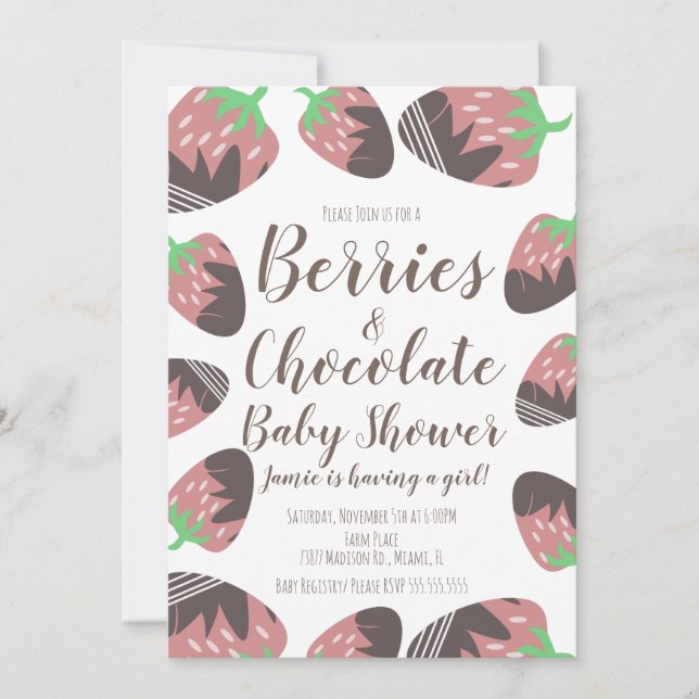 Chocolate Strawberry Fruit Berry Baby Shower Invit Invitation (Front)