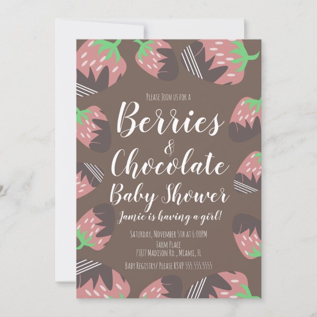 Chocolate Strawberry Fruit Berry Baby Shower Invitation (Front)
