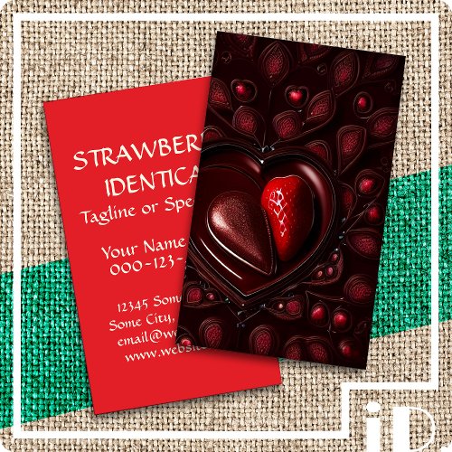 chocolate strawberry heart business card