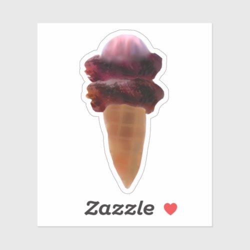 Chocolate Strawberry Ice Cream Cone Sticker