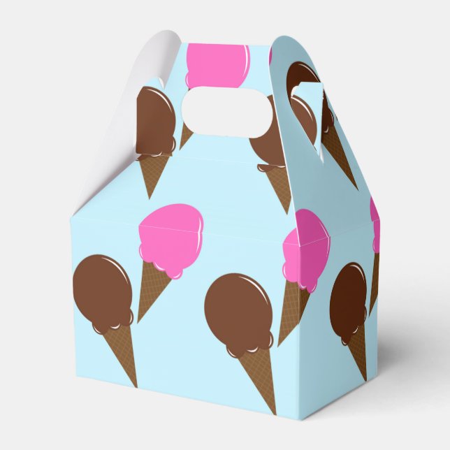 Chocolate & Strawberry Ice Cream Party Favor Boxes (Front Side)