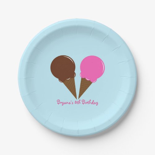 Chocolate  Strawberry Ice Cream Party Plates