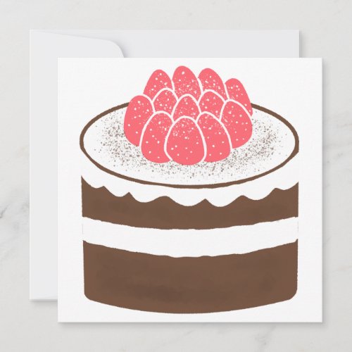 Chocolate Strawberry Layer Cake Gift Invitation