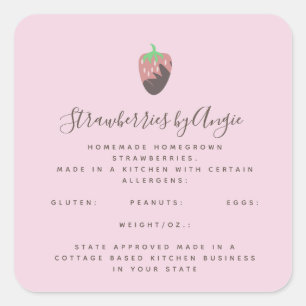 Chocolate Strawberry Pink Food Business Square Sticker