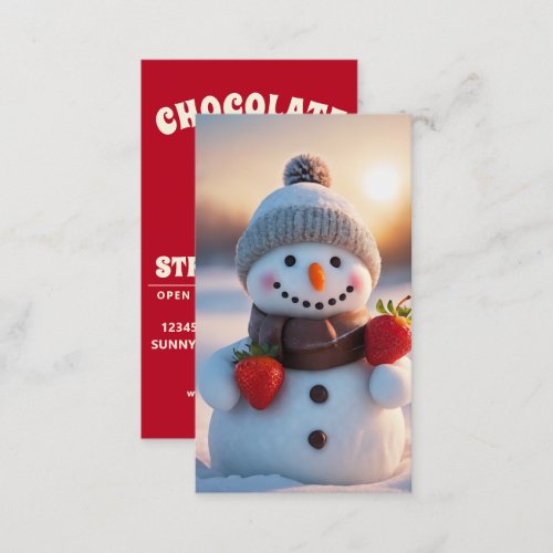 chocolate strawberry snowman business card
