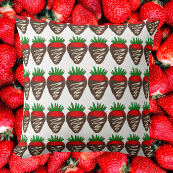 Chocolate Strawberry Strawberries Valentine's Day Throw Pillow by rebeccaheartsny at Zazzle
