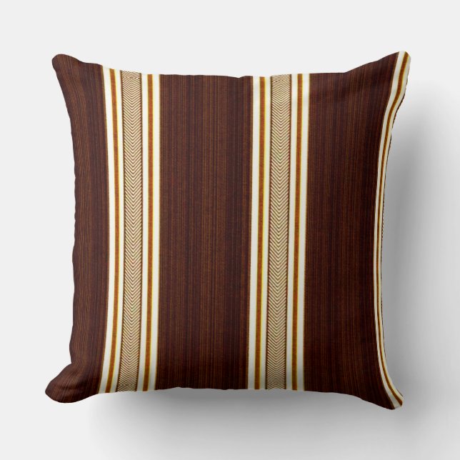 Chocolate Stripes Throw Pillow (Front)