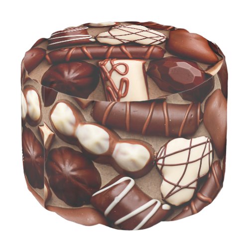 Chocolate Sturdy Spun Polyester Round Pouf