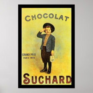Chocolate Suchard 3 Vintage Ad with Boy Poster