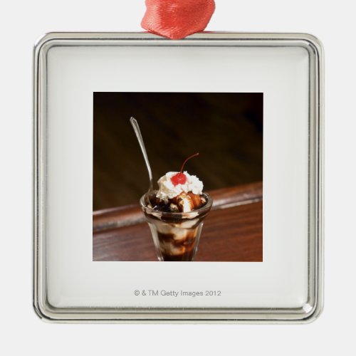 Chocolate sundae metal ornament