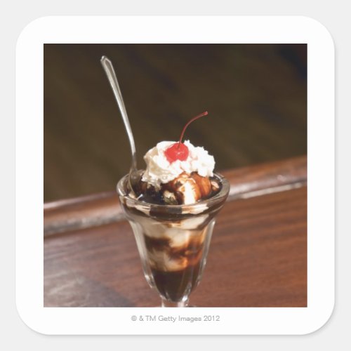 Chocolate sundae square sticker