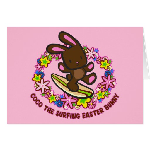 Chocolate Surfing Easter Bunny Cards | Zazzle