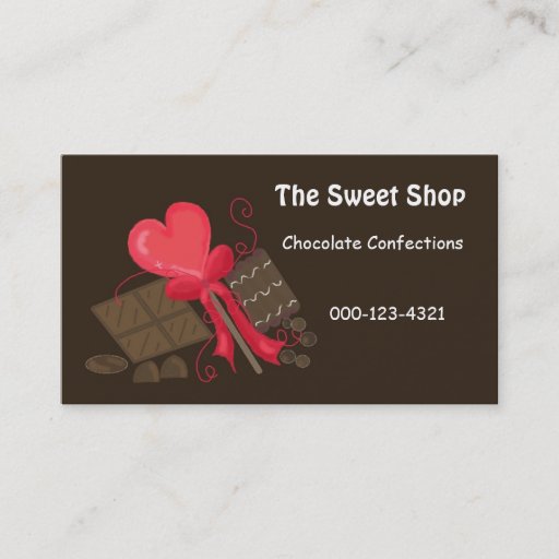 Customizable Chocolate Sweet Shop Business Cards