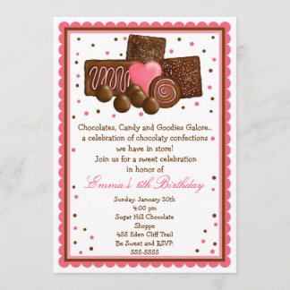 Chocolate Sweet Shop Inivtations Invitation