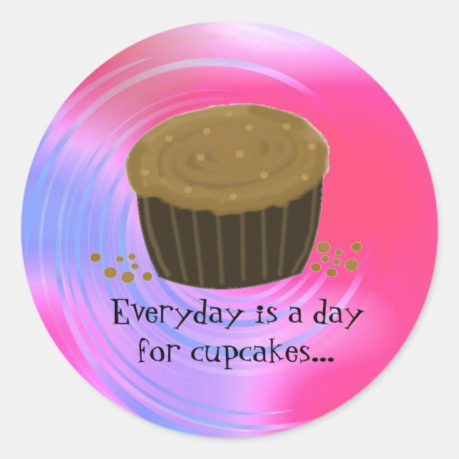 Chocolate Swirl Cupcake Classic Round Sticker (Front)