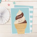 Chocolate Swirl Ice Cream Kids Birthday Party Invitation<br><div class="desc">Chill out with these cute ice cream themed party invitations for your little one's summer birthday party. Fun gender neutral summer design in a soft muted color palette features chocolate and vanilla soft serve ice cream with your party details inscribed on the cone.</div>