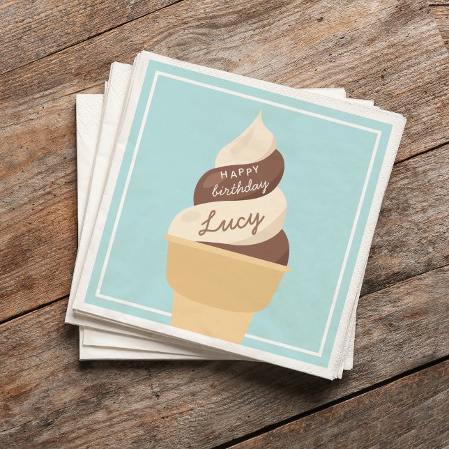 Chocolate Swirl Ice Cream Kids Birthday Party Napkins (Creator Uploaded)