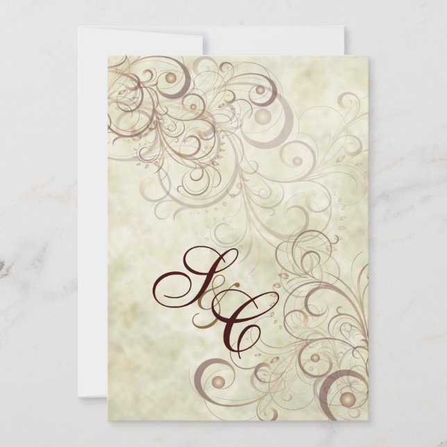 Chocolate swirls/faux marble Wedding Invitations (Front)