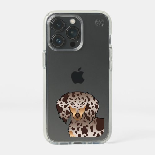 Chocolate  Tan Dapple Long Hair Dachshund Head Speck iPhone 13 Pro Case