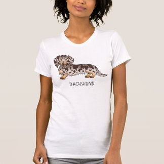 Chocolate &amp; Tan Dapple Long Hair Dachshund &amp; Text T-Shirt