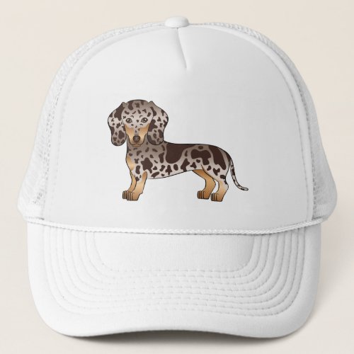 Chocolate  Tan Dapple Short Hair Dachshund Design Trucker Hat