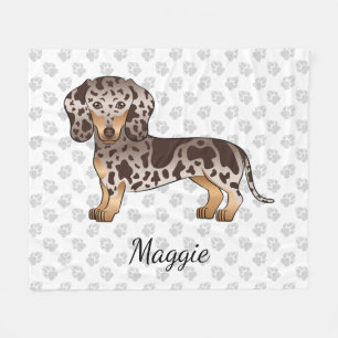Chocolate & Tan Dapple Short Hair Dachshund & Name Fleece Blanket